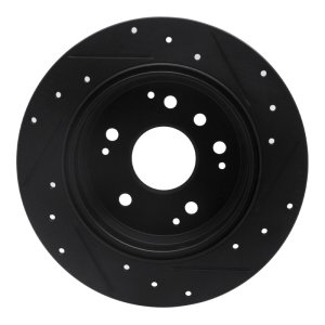 Acura TL Brake Rotor (1) - Rear Left - R1 Concepts - Drilled & Slotted - Black - `99-`11
